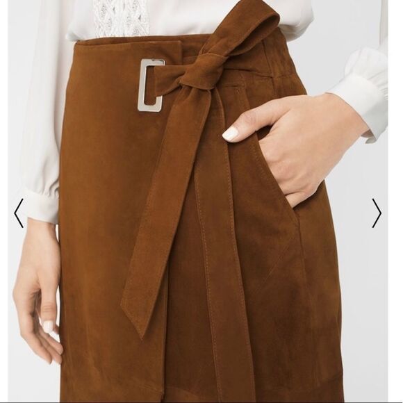 LAST CHANCE WHITE HOUSE BLACK MARKET SUEDE WRAP SKIRT - Picture 5 of 10